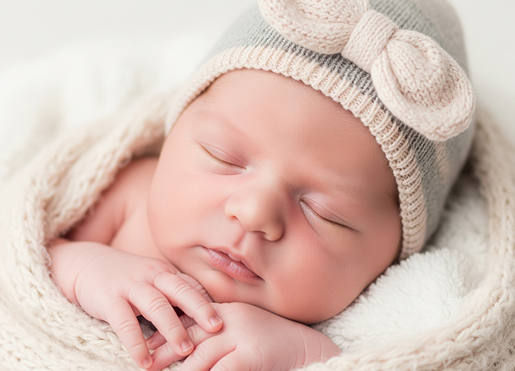 Schlafendes Baby mit Mütze – Kinderwunschzentrum Erlangen